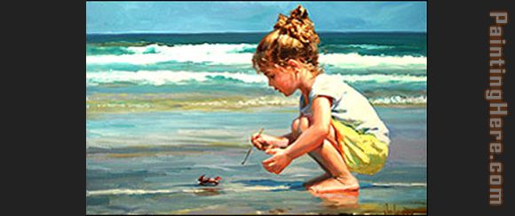 meeting with a crab painting - Vladimir Volegov meeting with a crab art painting